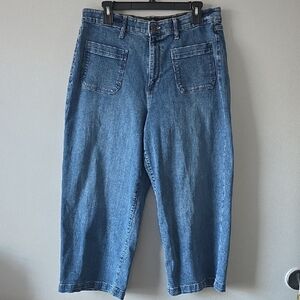 St. John's Bay Wide Leg Cropped Blue Jeans With Front Flat Pockets Size 16